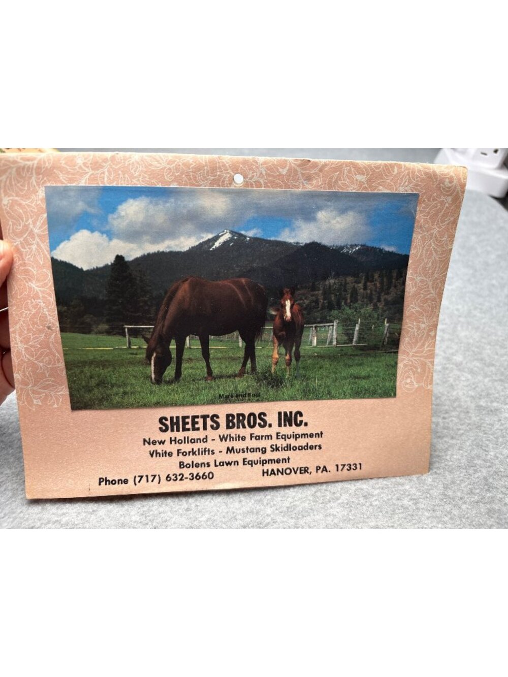 1986 Sheets Bros. Inc. Vintage Calendar Farm Equipment & Meat Charts